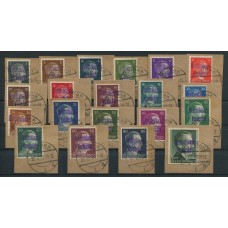 ALEMANIA ESTAMPILLA SEGUNDA GUERRA MUNDIAL OCUPACION SOVIETICA 1945 MEISSEN MI. 2/21 SERIE COMPLETA USADA EN FRAGMENTOS MATASELLADOS EL 20/6/1945 MUY RARA 360 EUROS